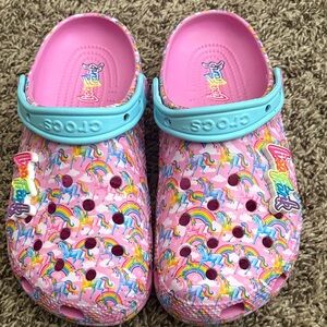 CROCS women Pink and Blue Unicorn Slippers